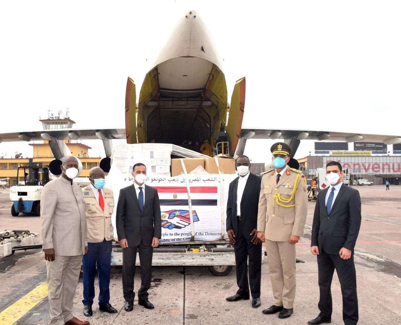 وصول طائرة المساعدات الطبية المقدمة من مصر لجمهورية الكونغو الديمقراطية