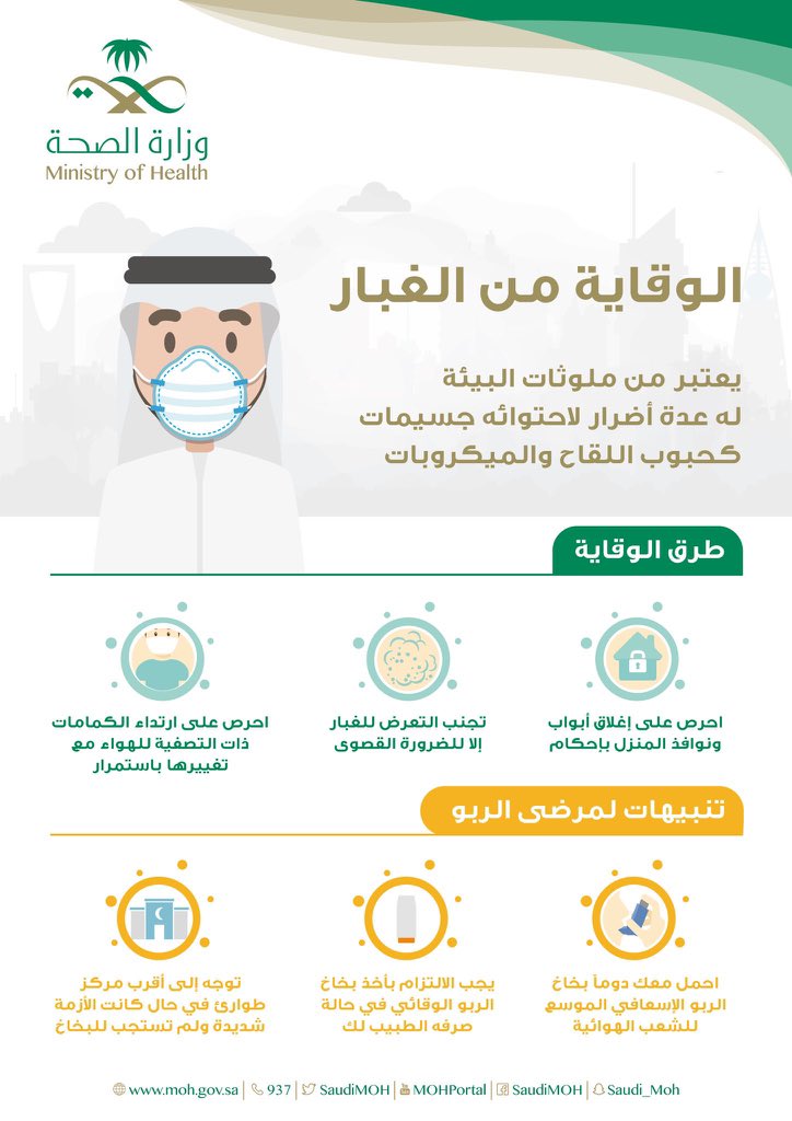 “صحة الرياض” تقدّم نصائحها للتعامل مع موجة الغبار