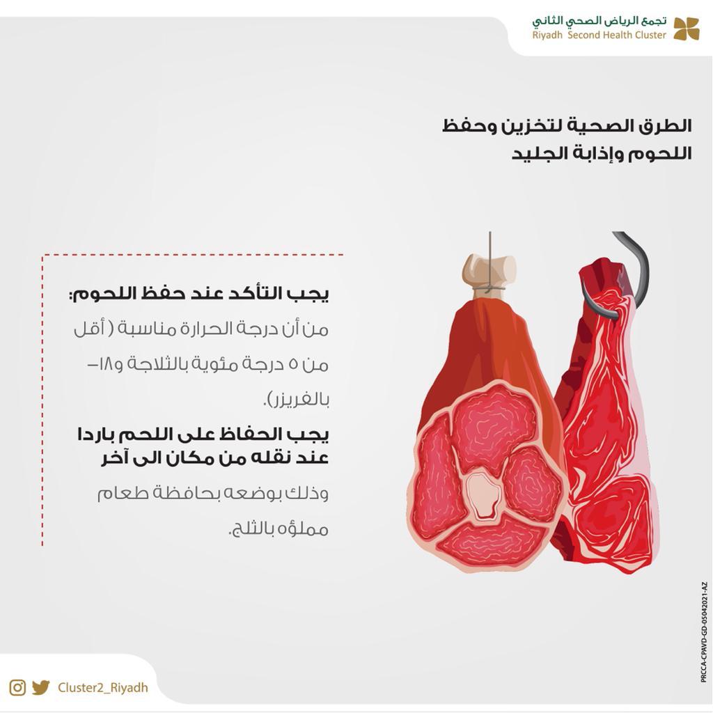 تجمع الرياض2 : يوضح الطرق الصحية لتخزين وحفظ اللحوم