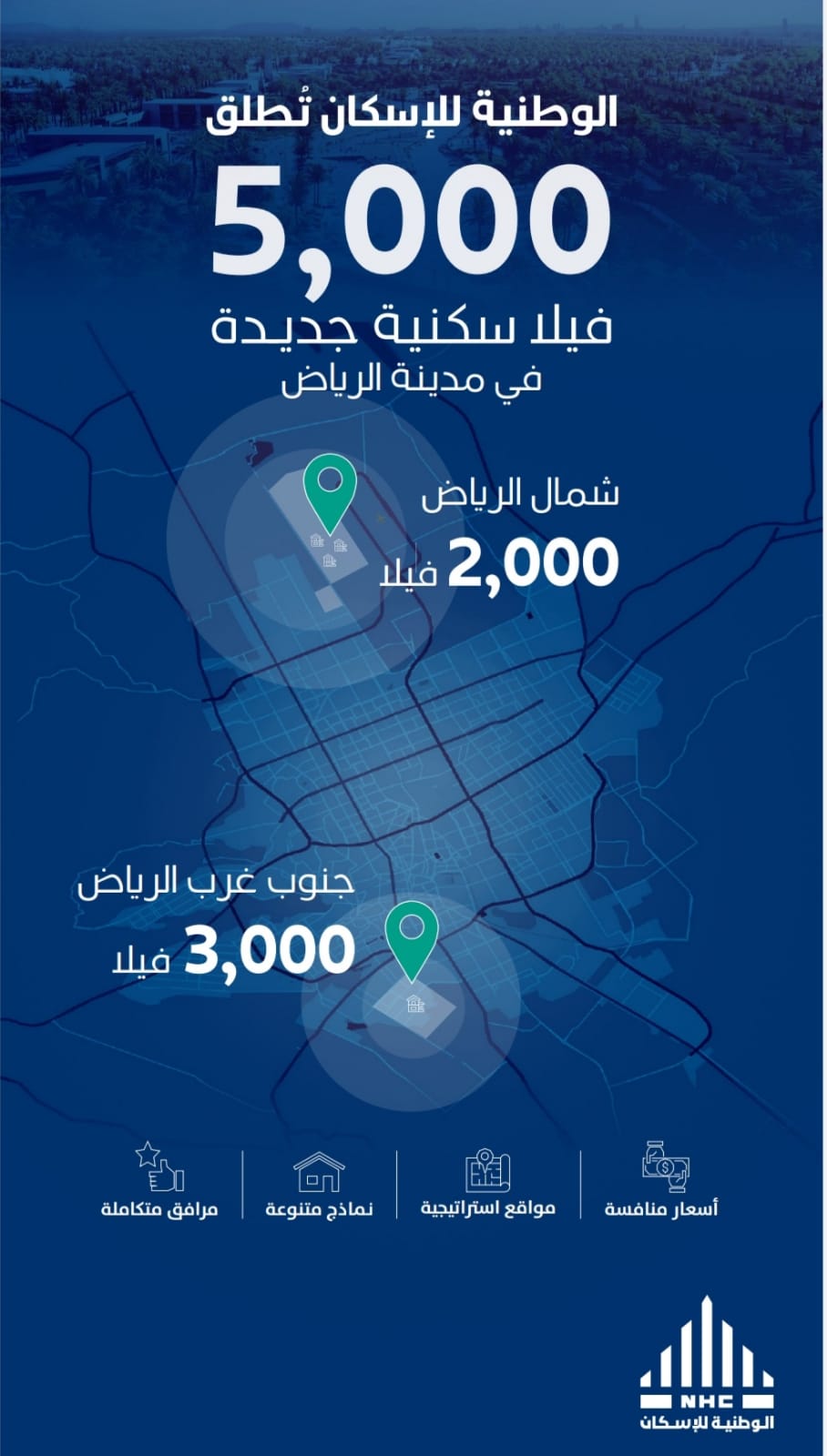 “الوطنية للإسكان NHC” تطرح 5 آلاف فيلا سكنية جديدة في مدينة الرياض
